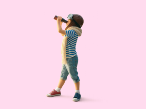 jongen kijkt door verrekijker